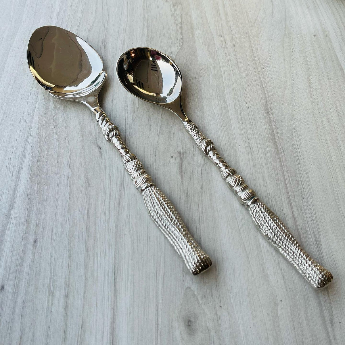 Brass Silver Serving Spoon Set of Two