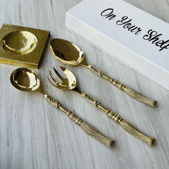 Brass Golden Serving Spoon Set of Three