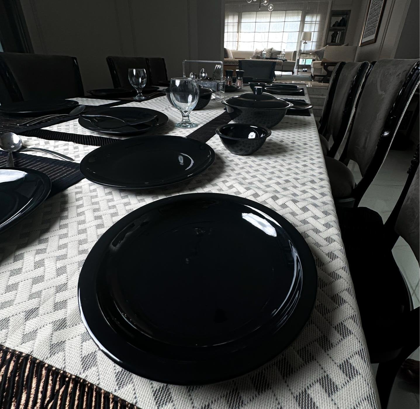 Black Melamine Dinner Set