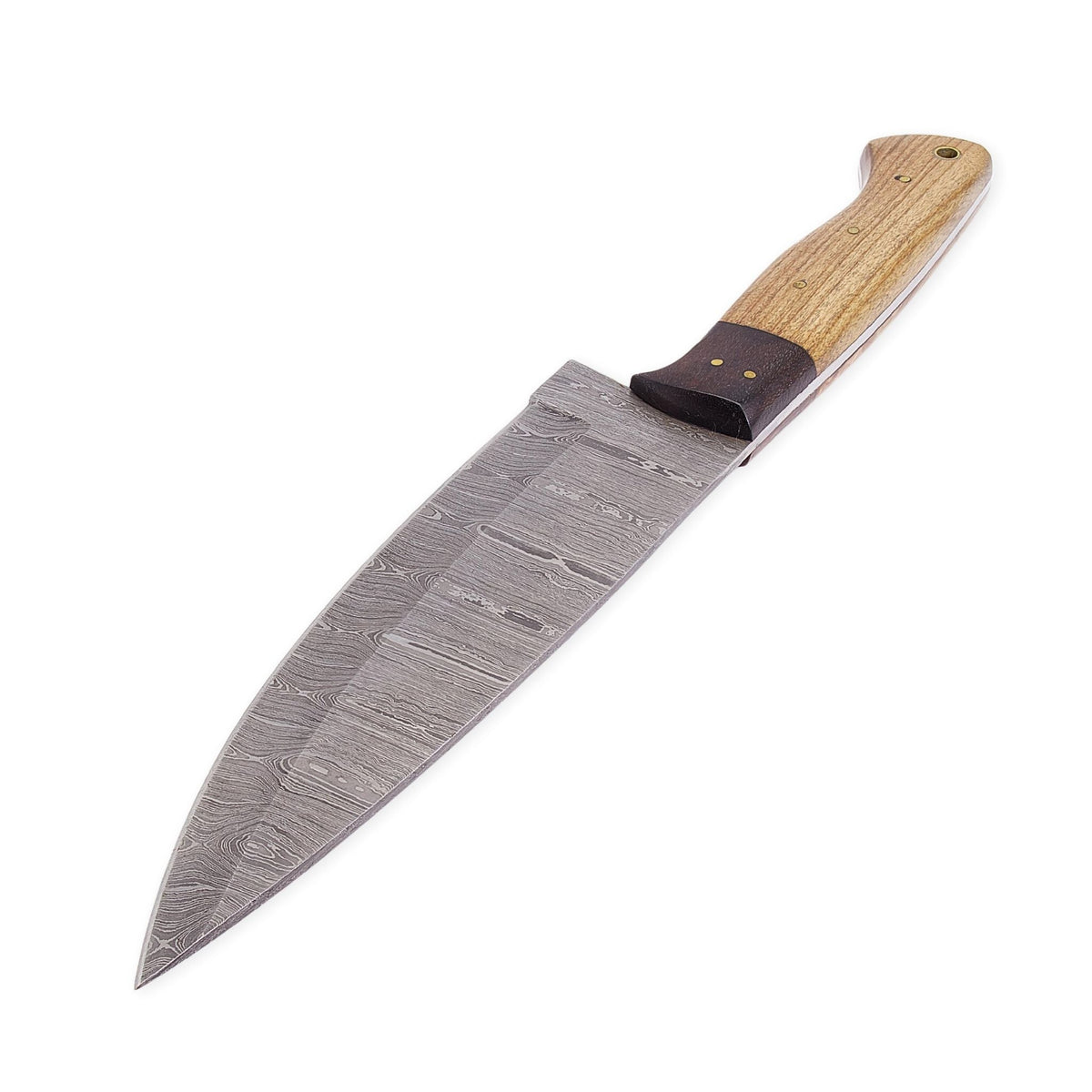 Chop Keen III, Damascus Steel, Olivewood & Rosewood Combo Handle, Handmade Chef Kitchen Knife