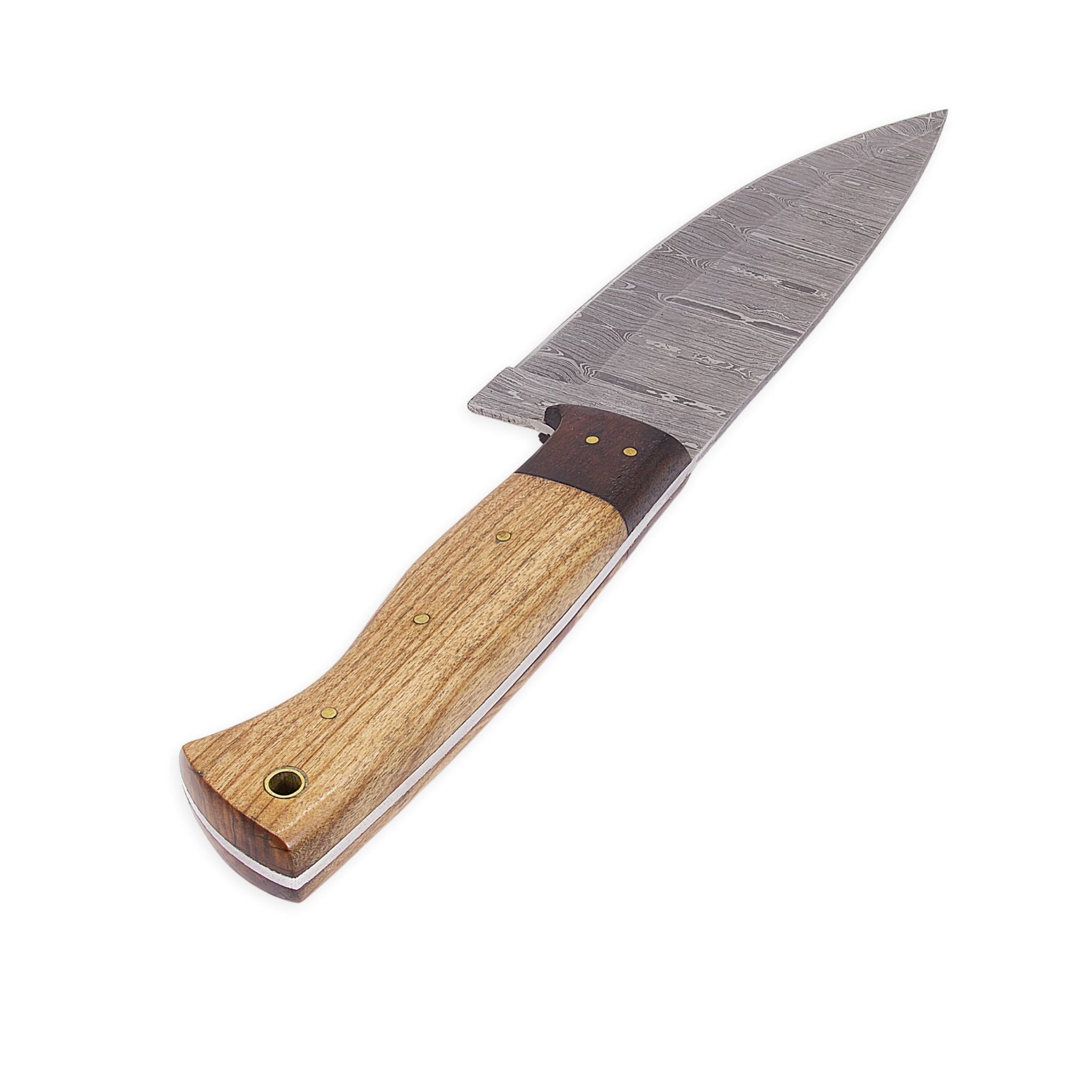 Chop Keen III, Damascus Steel, Olivewood & Rosewood Combo Handle, Handmade Chef Kitchen Knife