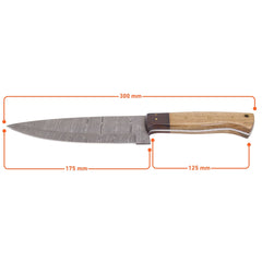 Chop Keen III, Damascus Steel, Olivewood & Rosewood Combo Handle, Handmade Chef Kitchen Knife